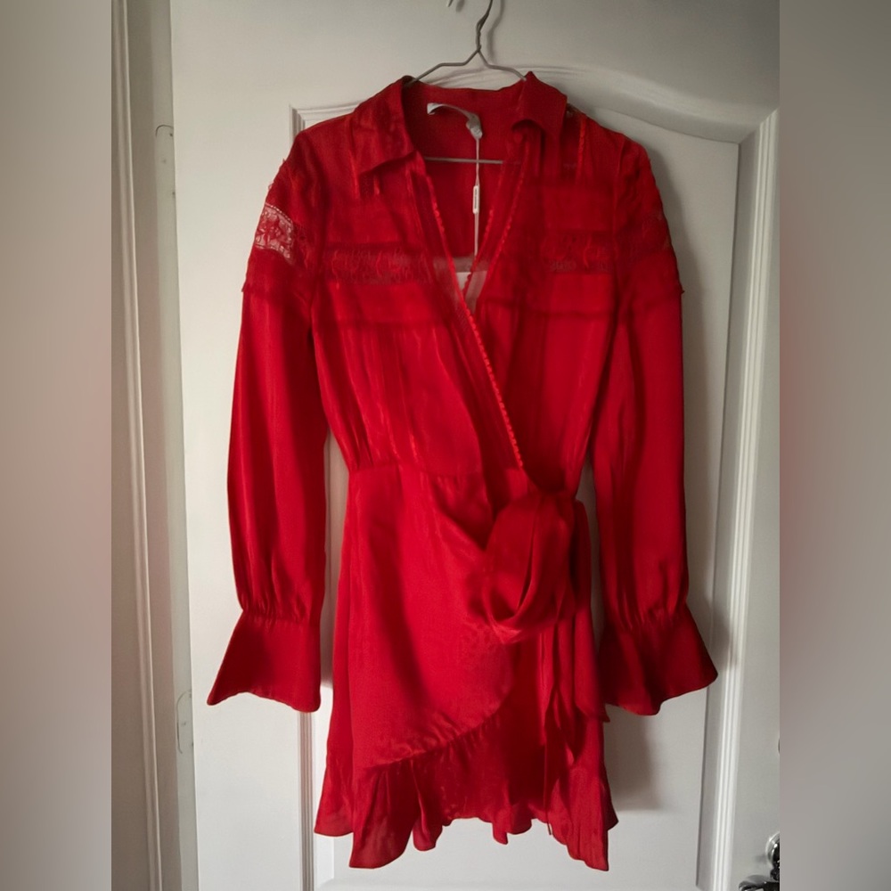 Self portrait Elegant Red Wrap Dress